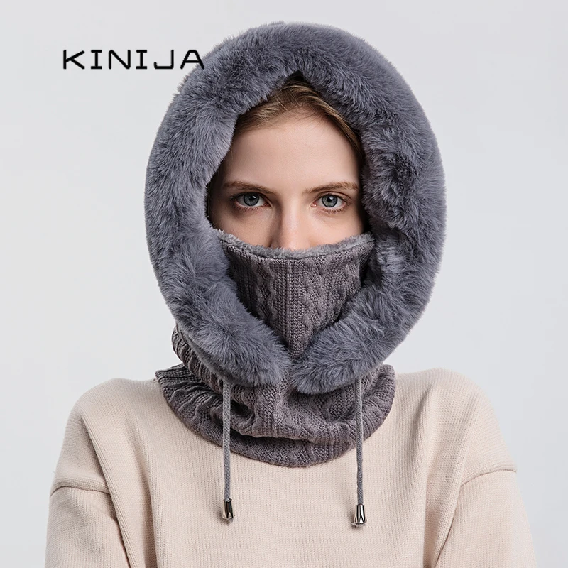 Fleece-Lined Winter Beanie Scarf Face Mask Set for Women Men qolati Beanie Hat for Men Women with Face Mask Winter  main image 2