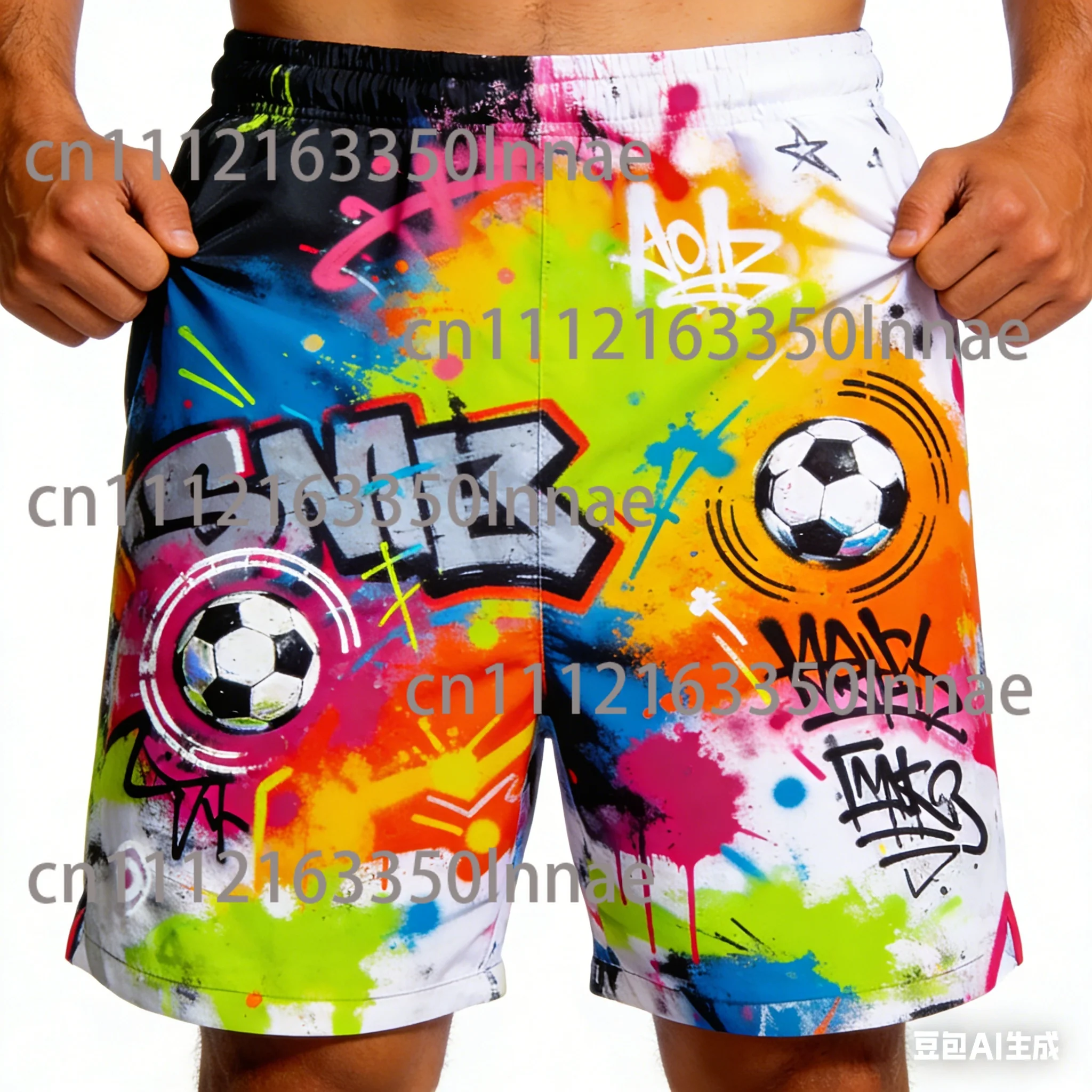 

New Printed Football Graffiti Sports Shorts for Summer 2026, Outdoor Fashionable Sports Shorts for Adults and Teenagers
