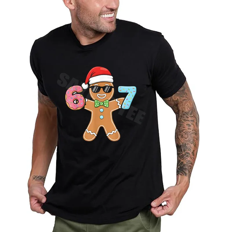 مضحك الزنجبيل ستة سبعة 67 عيد الميلاد بنين موضة عيد الميلاد زي تي شيرت الجدة هدية Y2k لطيف 6 7 الزنجبيل بيجامة عائلية