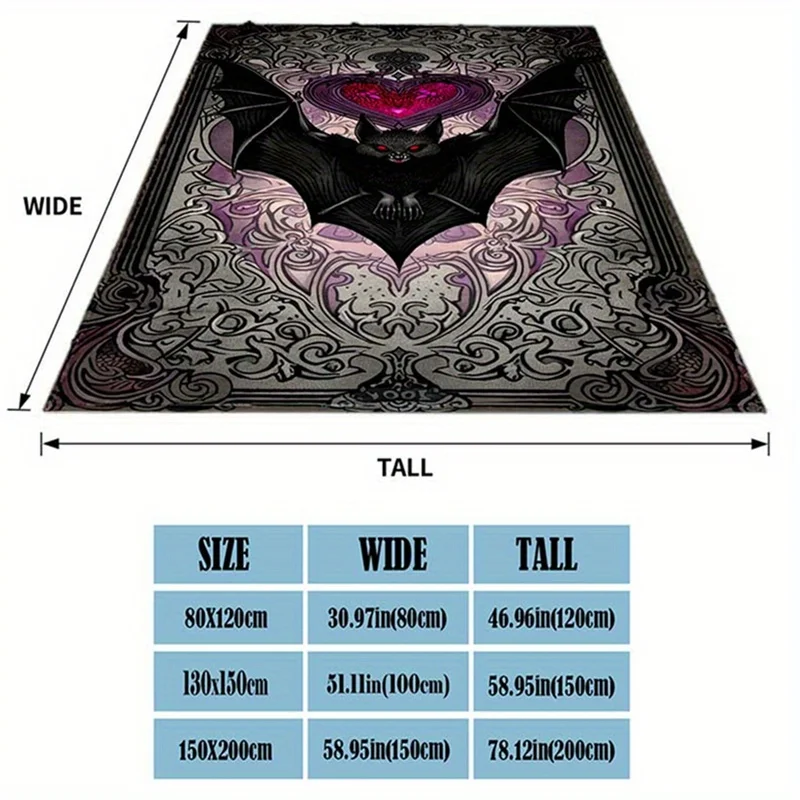 1pc, Vintage Vampire Black Bat Print Blanket, Outdoor Blanket, - Lightweight blanket suitable for outdoor, sofa, bed, travel, ca