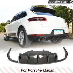 Carbon Fiber Rear Bumper Diffuser Lip Spoiler for Porsche Macan Turbo GTS Base 2014 - 2020 Rear Diffuser Spoiler Guard Body Kits