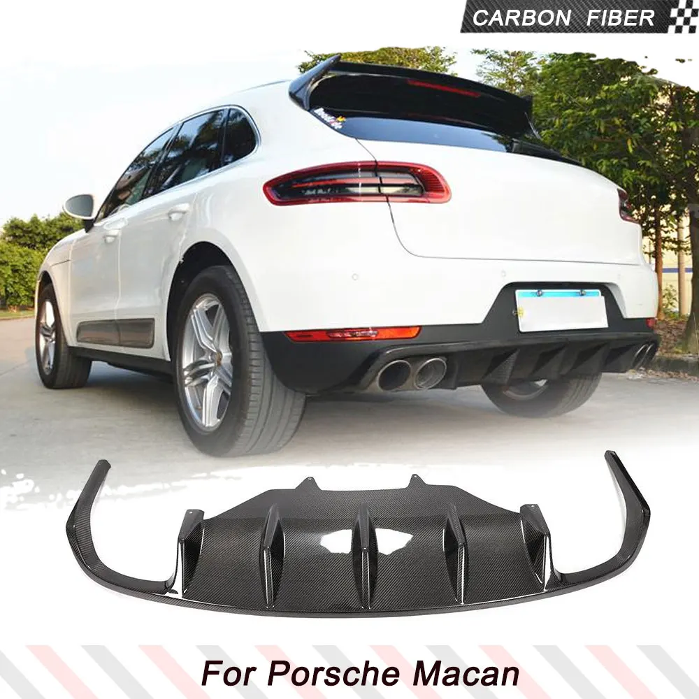 Spoiler tylnego zderzaka z włókna węglowego do Porsche Macan Turbo GTS Base 2014-2020 Tylny dyfuzor Spoiler Osłona Zestawy karoserii