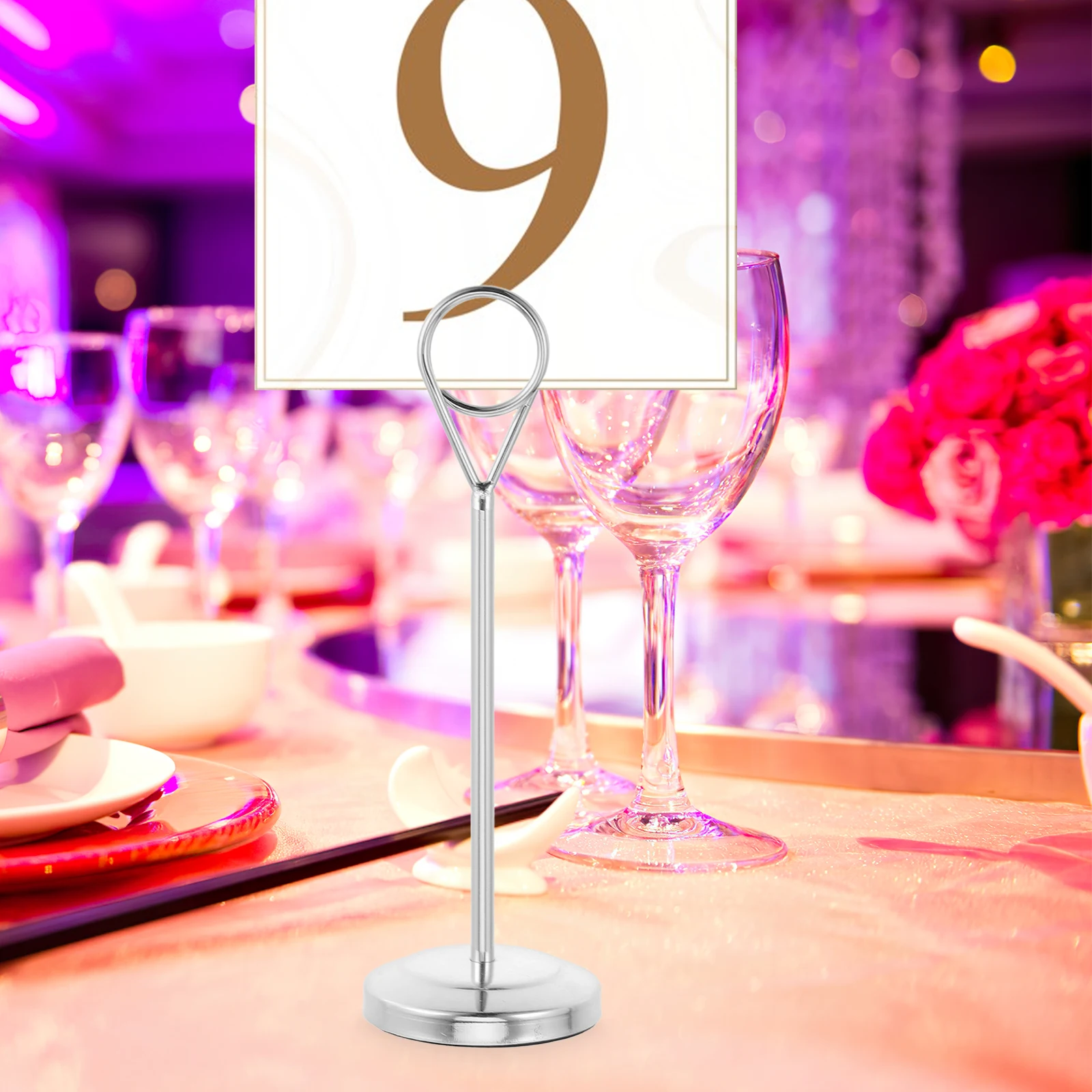 

4 Pcs Stainless Steel Message Card Holder Table Number Holders Tall Sign Stand Seat Plate