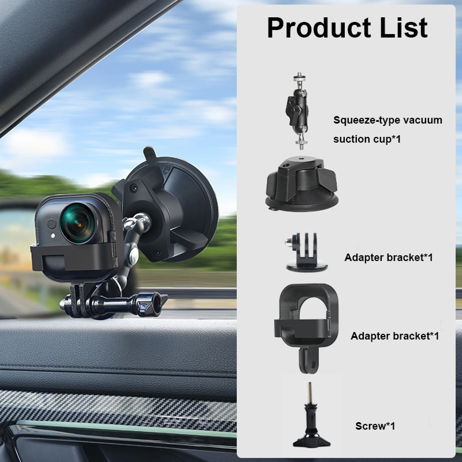 

for Insta360 Go Ultra Car 360° Rotation Vehicle Suction Cup Mount Shock Resistance Camera Accessory