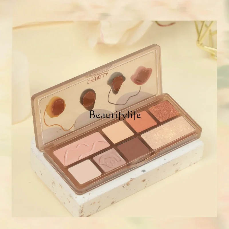 Earth Color Eye Shadow Plate Pure Desire Style Thin and Glittering Blush Highlight Repair Color Maillard Makeup