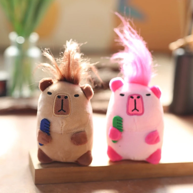 Cute Plush Capibara Toy Pendant Cartoon Guinea Pig Pendant Stuffed Doll Keychain Plush Toy Doll Bag Key Ring Decor Kid Gift