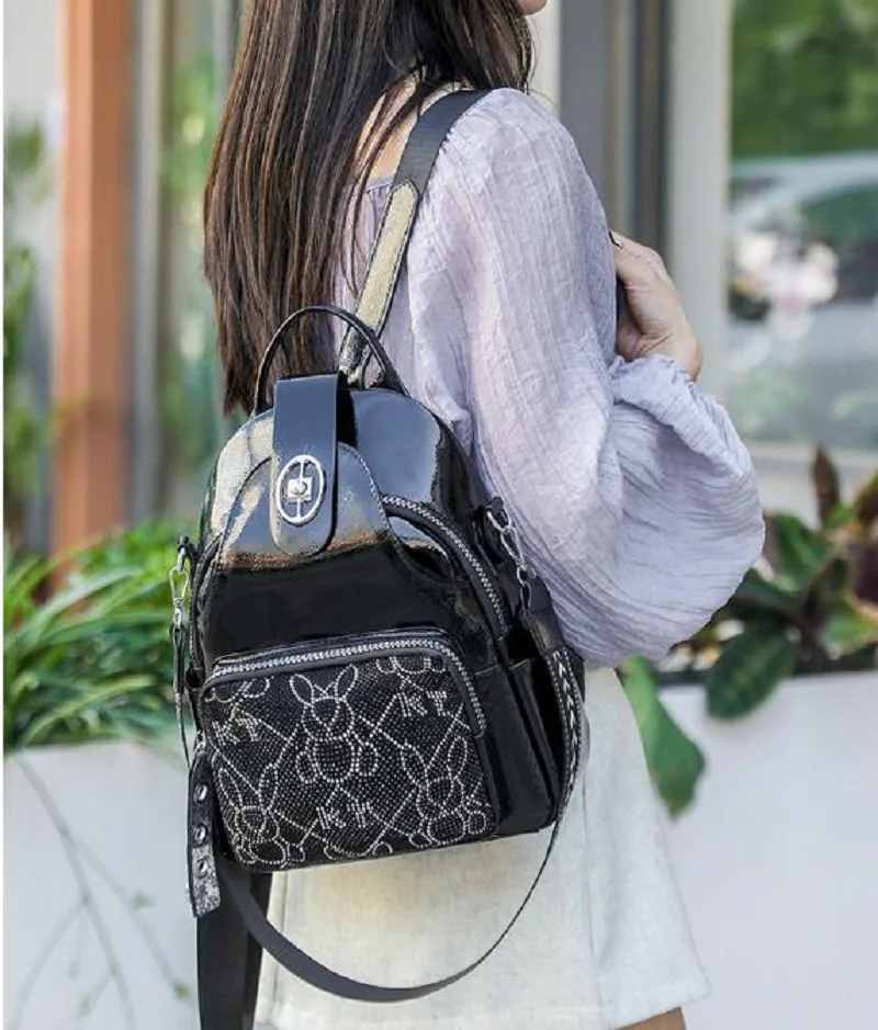 2026 Korean New Fashion Luxury Soft Leather Travel Backpacks Women's High Capacity Shoulder Bags School Bag Crossbody Bag