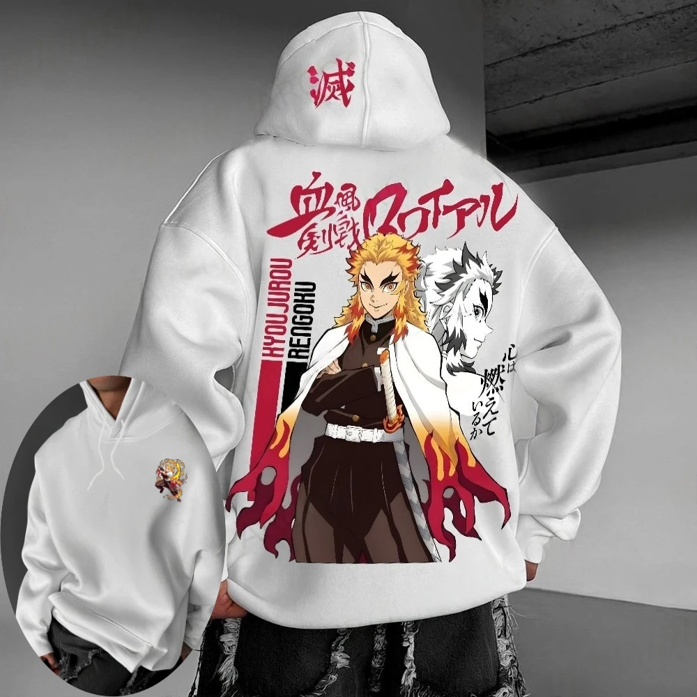 

"Devil Killer Man Hoodie Sweater Kyojuro Rengoku Japanese Anime 2025 Autumn/Winter Fashion Printed 100% Pure Cotton Hoodie.