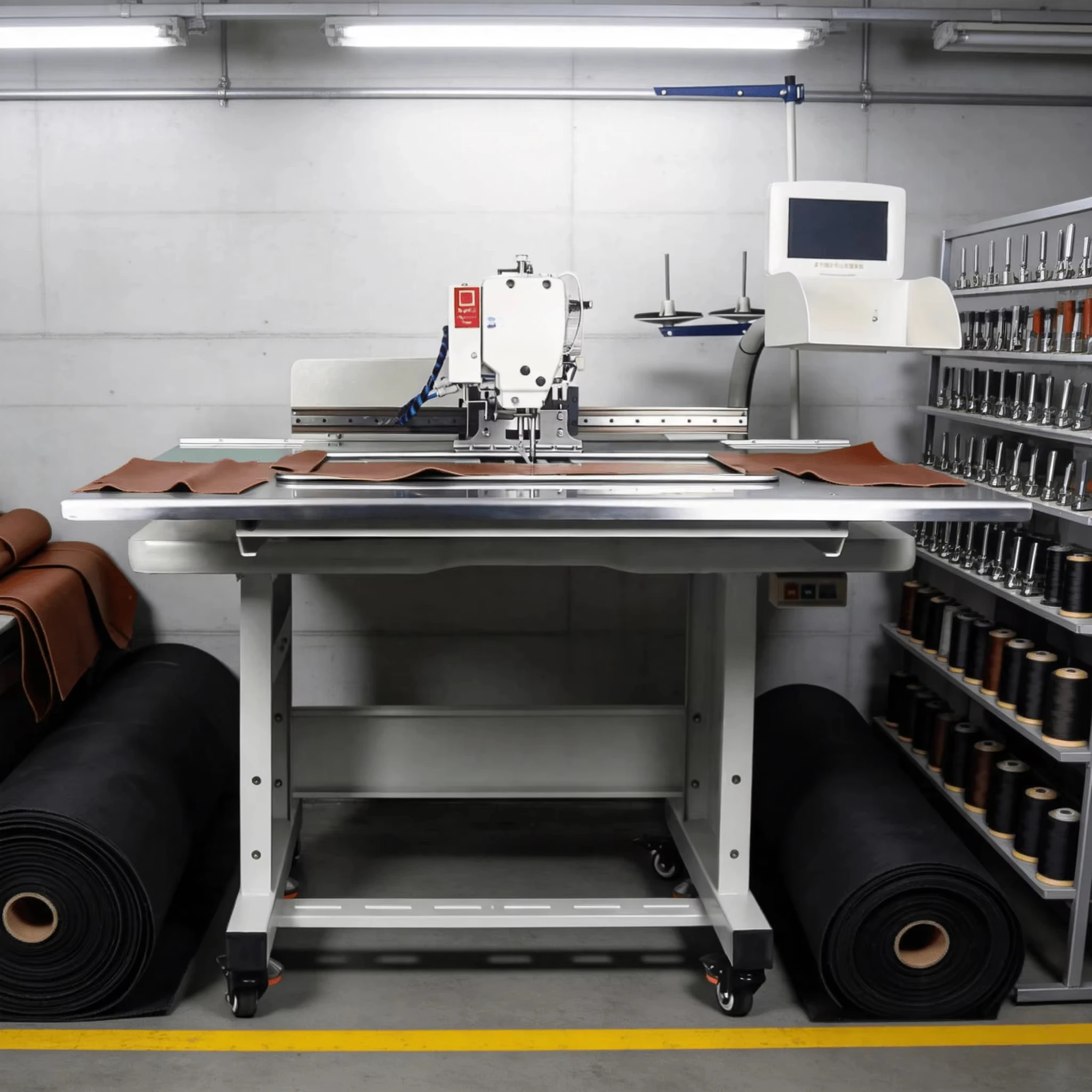 Computer Pattern Sewing Machine with Side-Slip Device - Programmable Pattern Sewer for Leather & Heavy Materials Automatic Feed