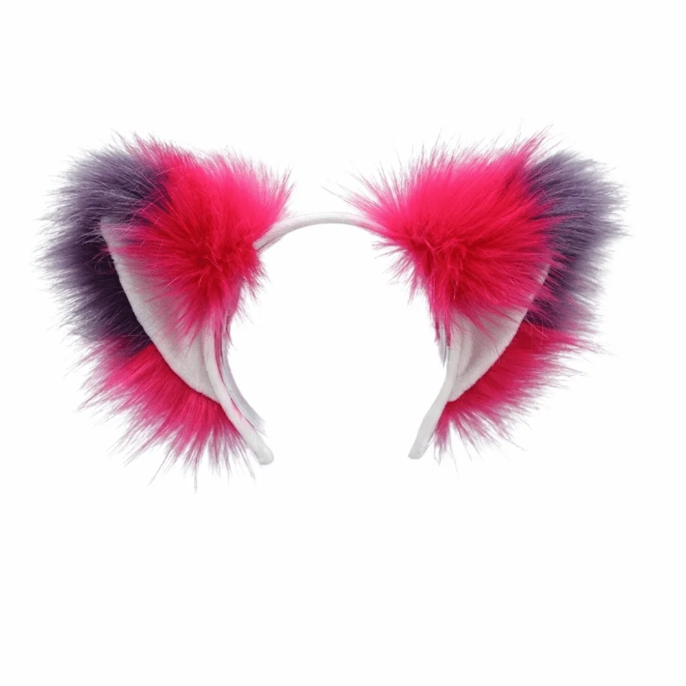 Multicolor Faux Fur Cat Ears Fluffy Realistic Texture Lightweight Cosplay Ears Hair Hoop Comfortable Flexible Animal Headband
