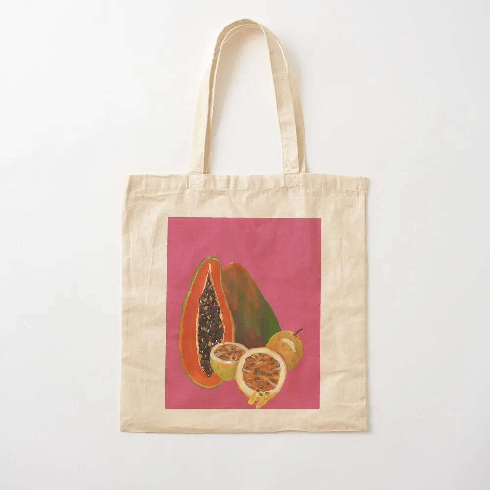 Passion Fruit & Papaya Tote Bag canvas tote bags university Cloth sac pour femme Canvas