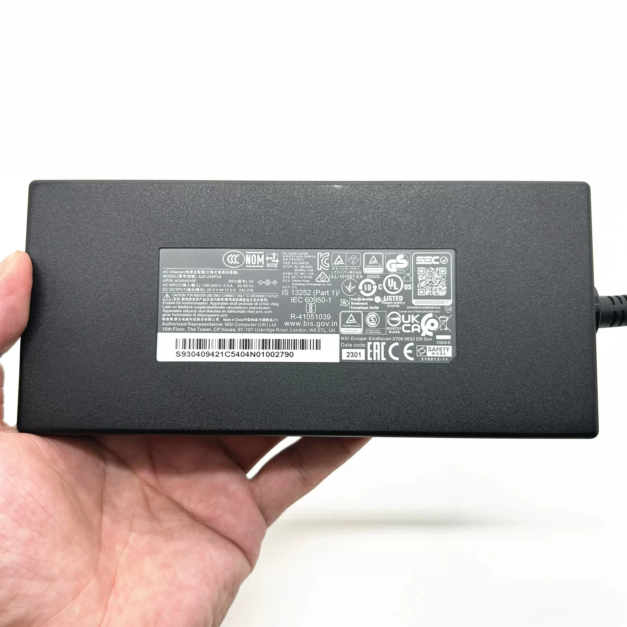 For MSI Magic Shadow 15 Jueying 14 Studio 240W Power Adapter 20V12A Charger