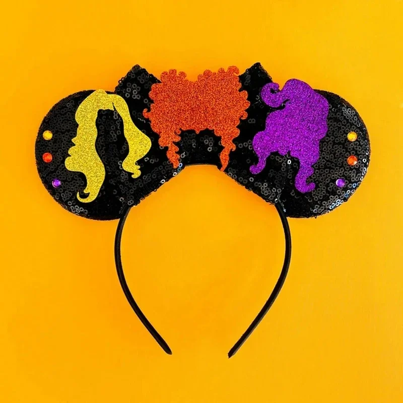 Fine Cruella de Vil Headband Disney Mickey Mouse Ears Headbands for Girls Kids Women Bow Hair Accessories Party Cosplay Hairband