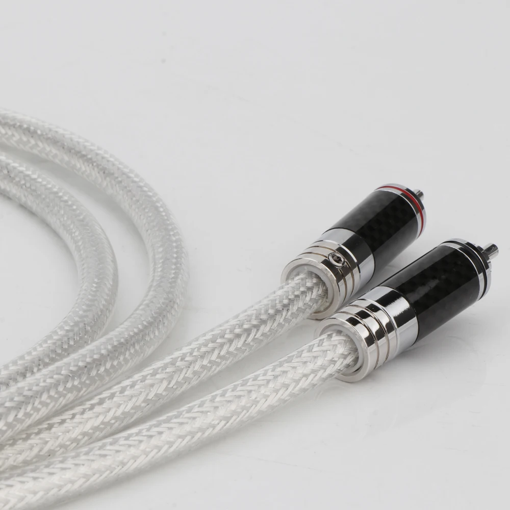 Pair 4N Pure Silver Cable XLR To RCA Audio Interconnect Cable  Hifi Balanced Wire 18AWG Solid PSS Core Silver-Plated Plug