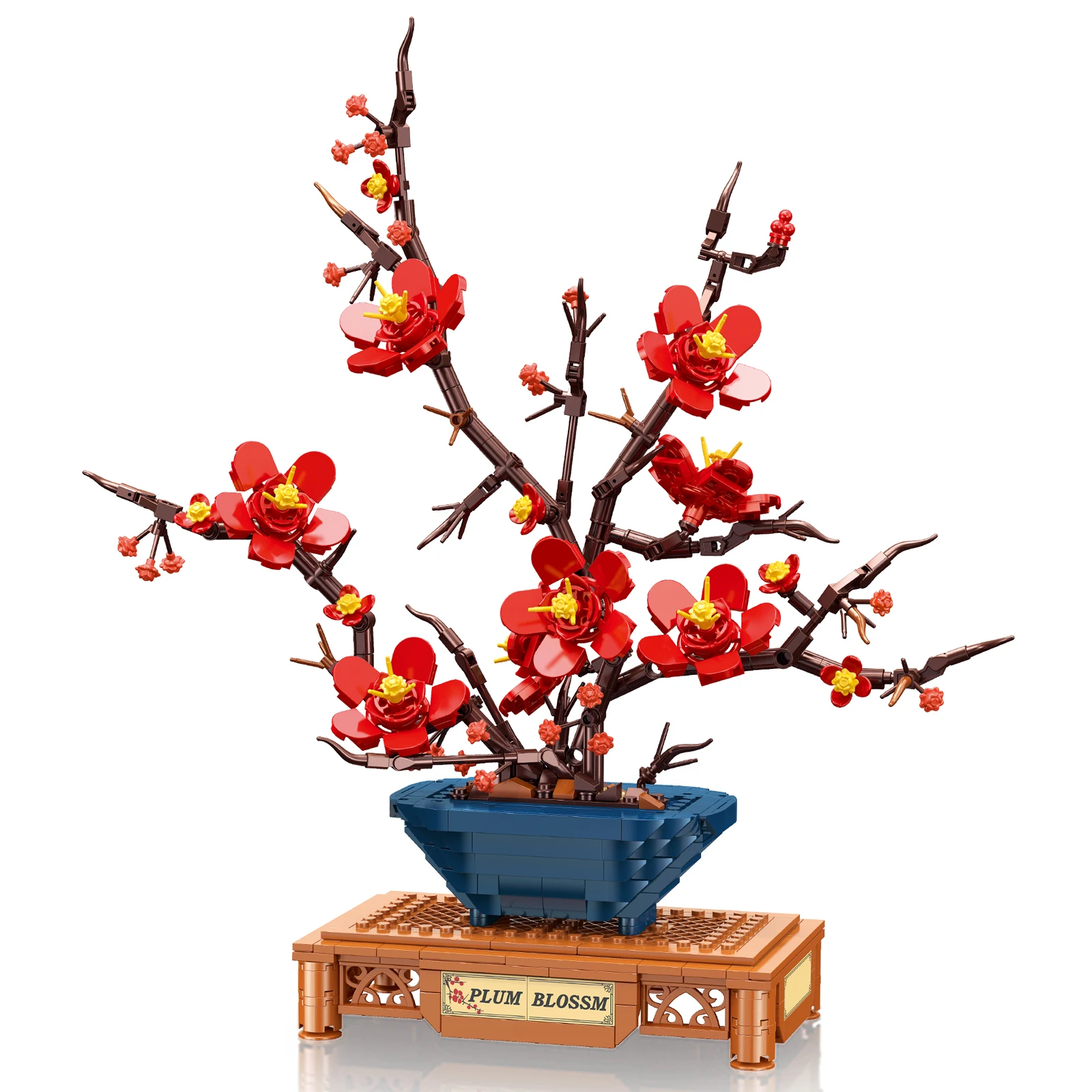 JJ9257 736 elementów Chiński Kwiat Śliwy Symulacja Rośliny Bonsai Klocki Konstrukcyjne Zabawka dla Dorosłych i Dzieci