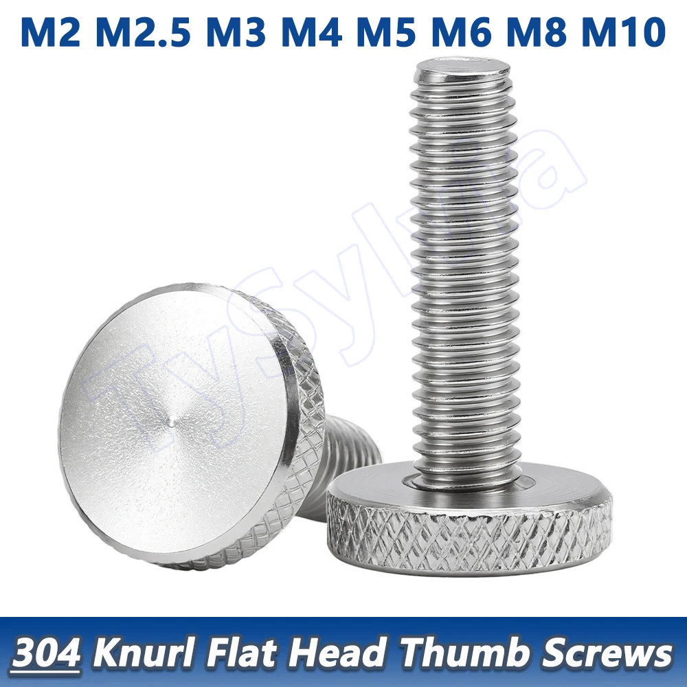 

M2-M10 304 Stainless Steel Knurl Flat Head Thumb Screws GB835 Large Head Hand Tightening Bolt for Curtain Wall Glass