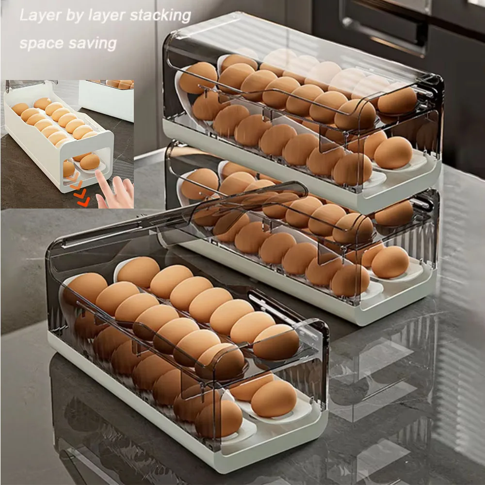 Egg Storage Box Egg Rolling Tool Refrigerator Storage Sorting Egg Shelf Automatic Scrolling Egg Holder Household Kitchen Tools