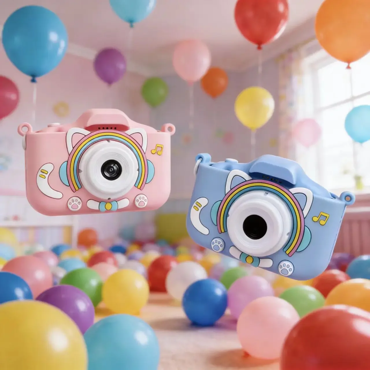 Space Cat Kids Camera For Photos Cartoon Fun Design Records Children's Life Front & Rear Dual Cameras High Definition Pixels