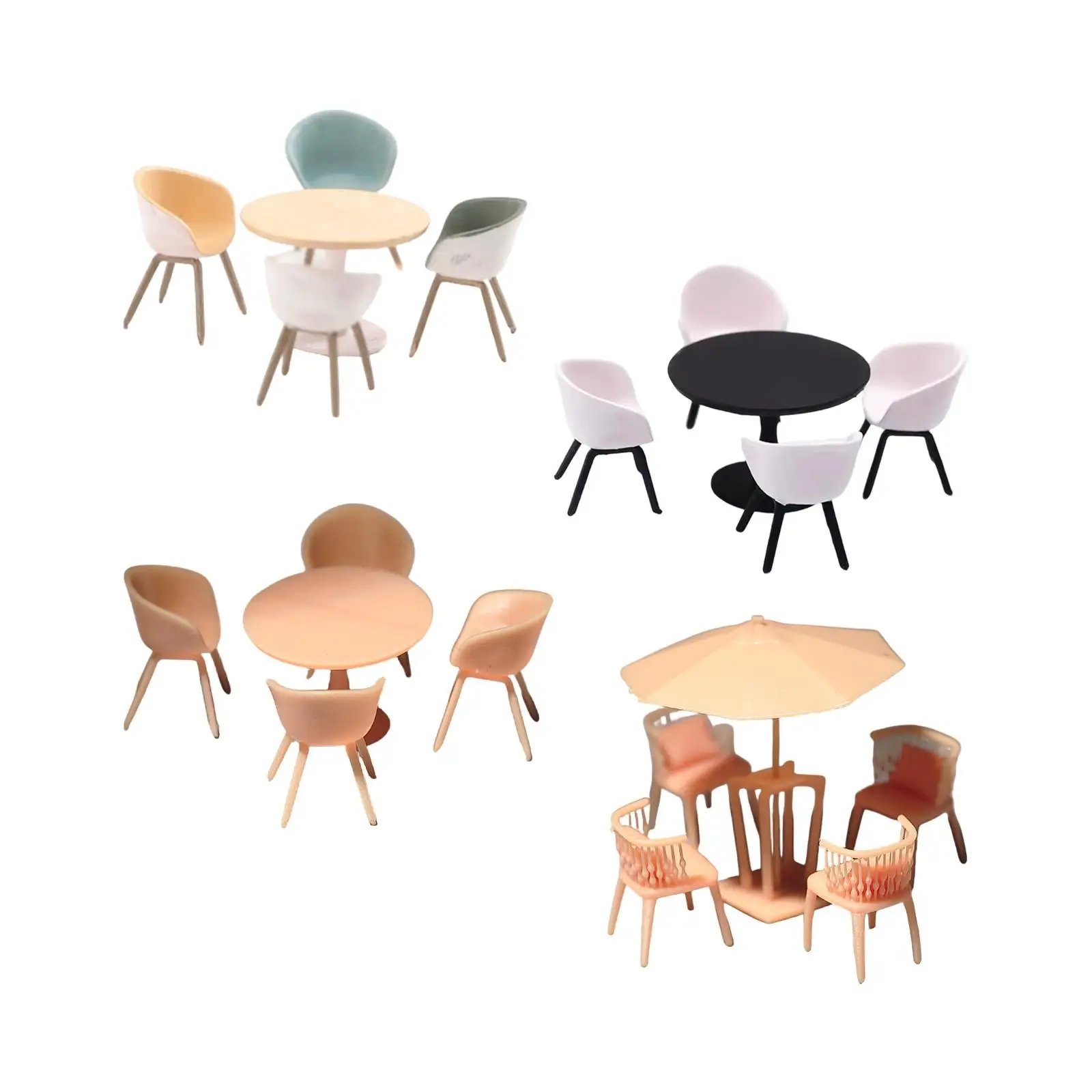1/64 Miniature Table Chair Set,Tiny,Creative, Decoration,Modern,Furniture Model,Resin,Desk Chair Set Diorama Accessories Mini