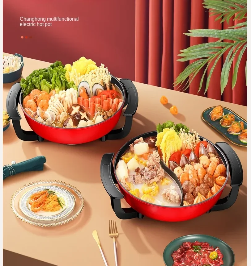 

220V Changhong Electric Hot Pot - Non-Stick Pan and Temperature Control for Safe and Healthy Cooking BBW