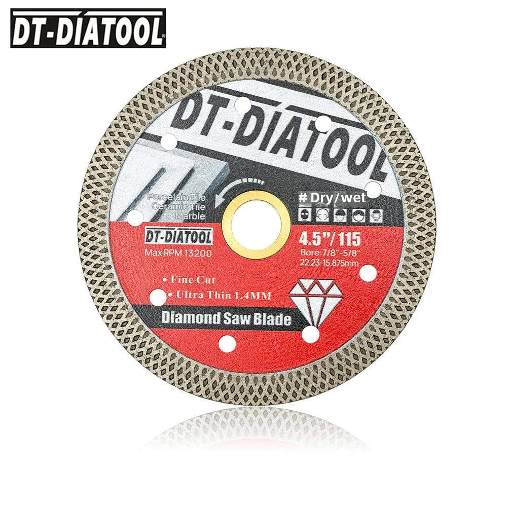 

DT-DIATOOL 1pc 4.5inch Diamond Saw Blade Superthin Mesh 115mm Cutting Disc Blade Tile Cutter Marble Stone Ceramic Porcelain Disc