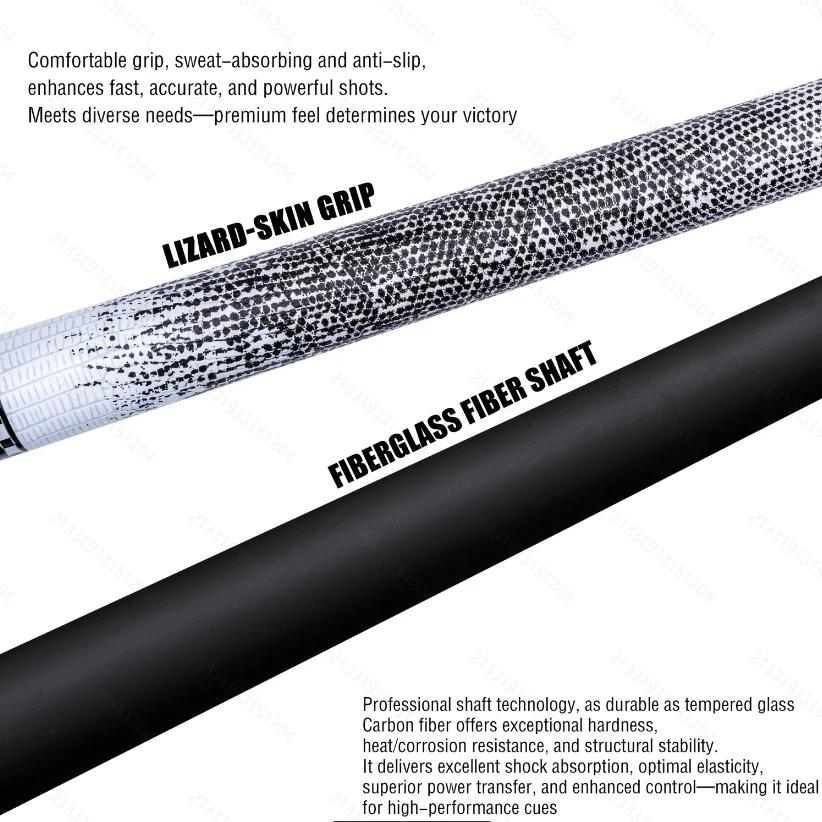 

High-Performance Billiard Cue - Stainless Steel Slow 8 Teeth Rainbow Tip Amber Grip w/ Joint Cap