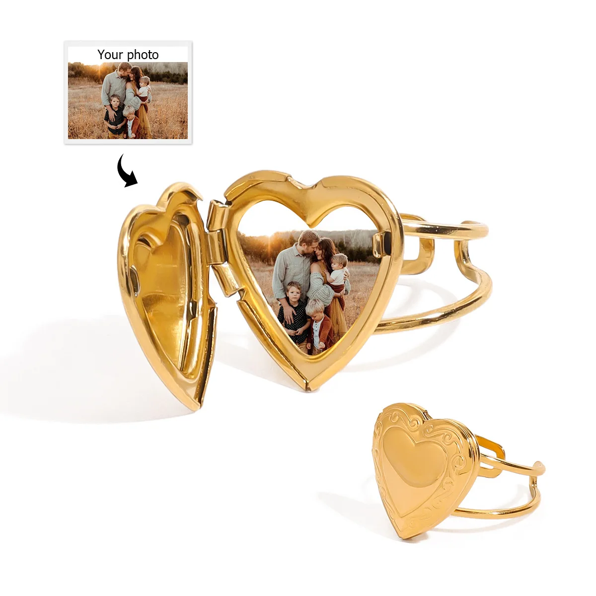 Openable Album Photo Frame Locket Ring Personalized Picture Signet Ring Memorial Jewelry Gifts Anniversary Relationship Jewelry
