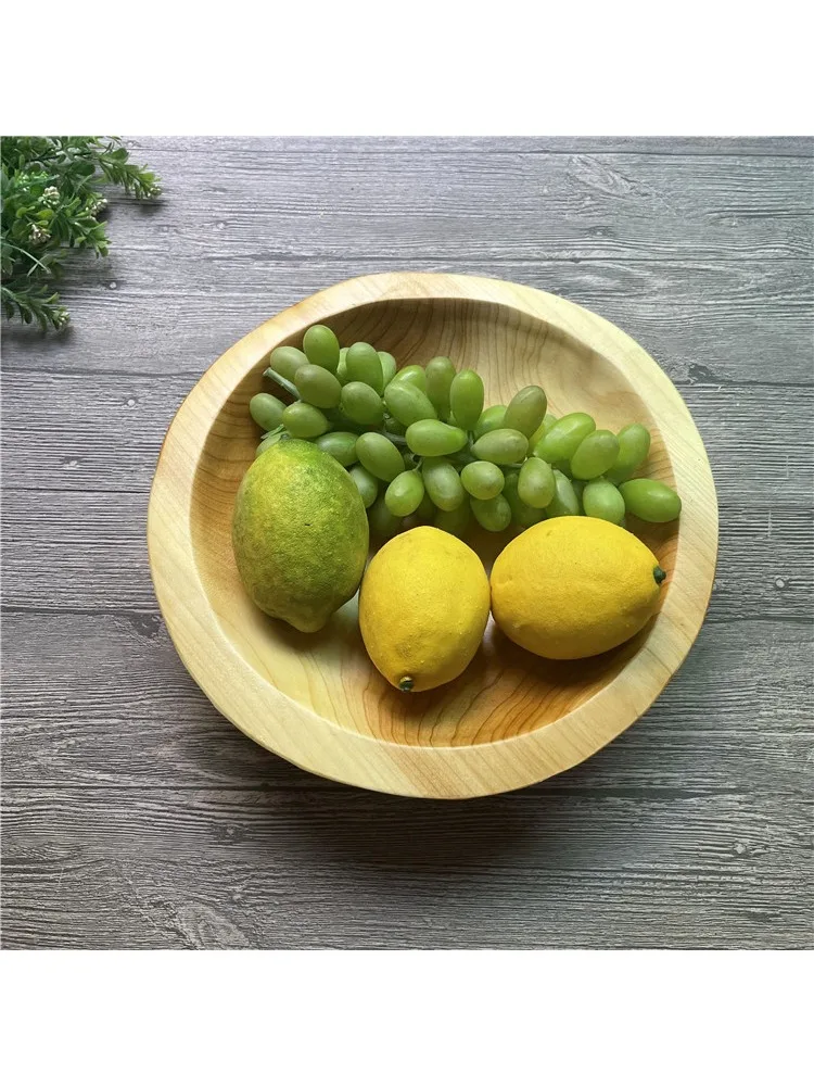 

Home Wooden Creative Living Room Storage Fruit Plate for Dried Fruit and Snacks, Round Solid Wood Fruit Bowl
