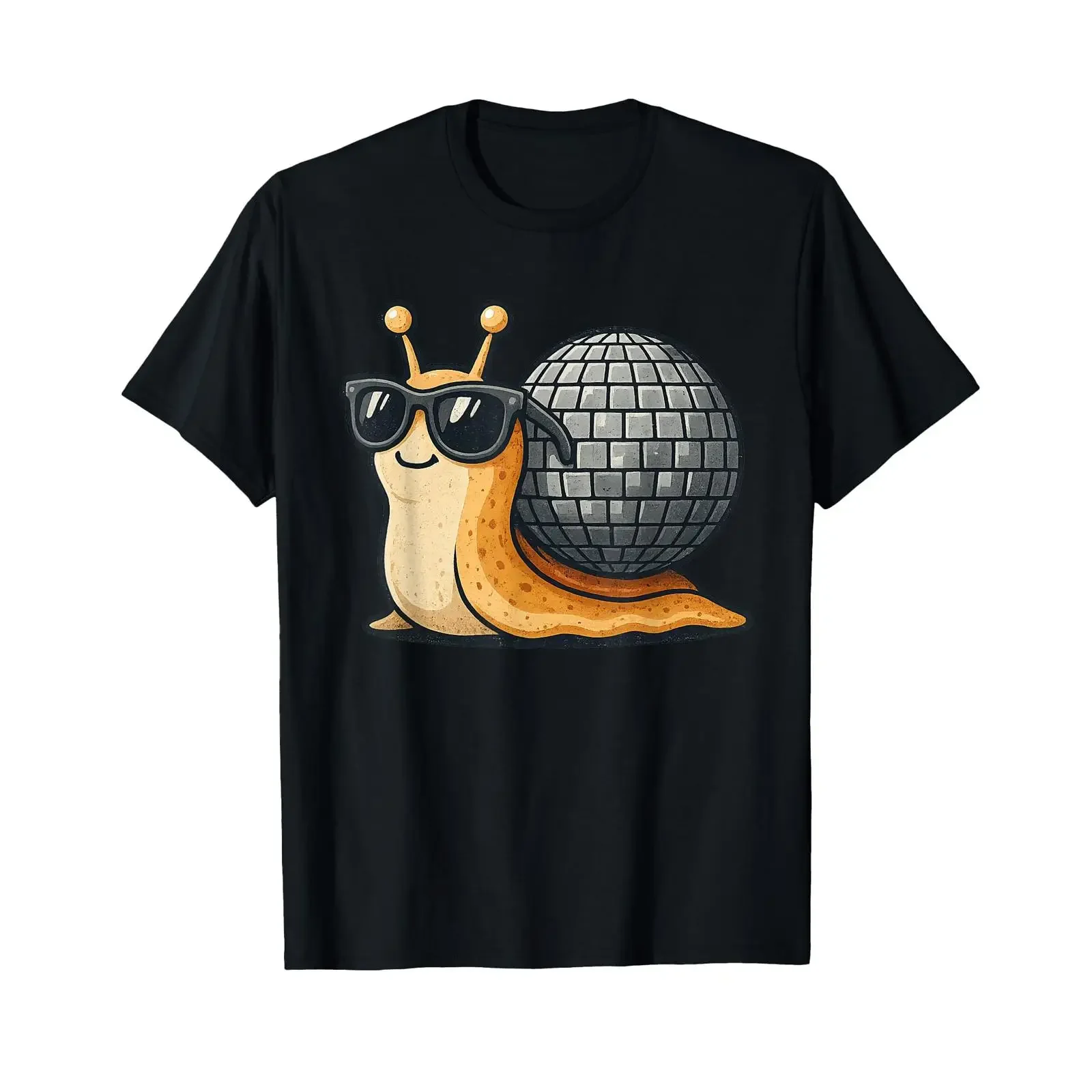 Disco Snail Funny Retro Cool Party T Shirt vintage Washed Soft Breathable Casual streetwear Stretched designer clothes