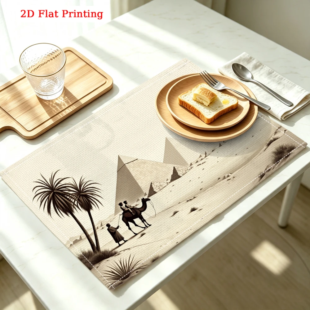 Pyramid Desert Scene Kitchen Placemat Pyramid Desert Scene Linen Pad Dish Coffee Cup Table Mat 1PC 30x40cm