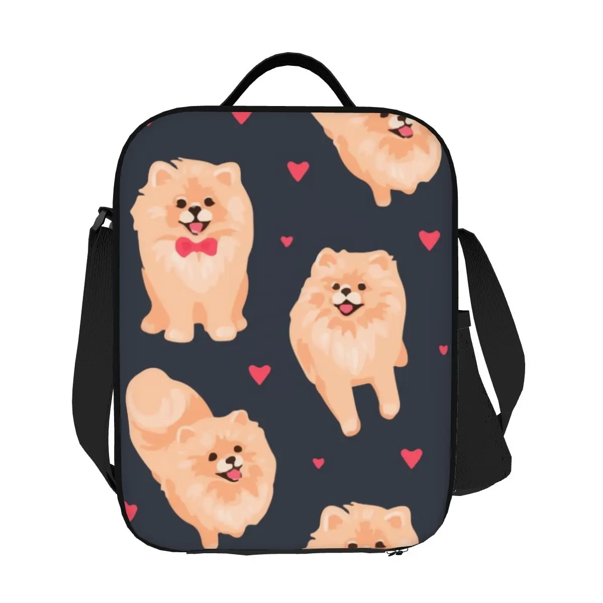 Pomeranian Spitz Puppy Pattern Insulated Lunch Tote Bag for Pet Dog Portable Thermal Cooler Food Lunch Box Outdoor Camping