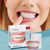 Comfortable Smiling False Teeth Snap On Veneers Denture Cover Gaps Stain Orthodontic Brace Temporary Silicone Denture For Adult