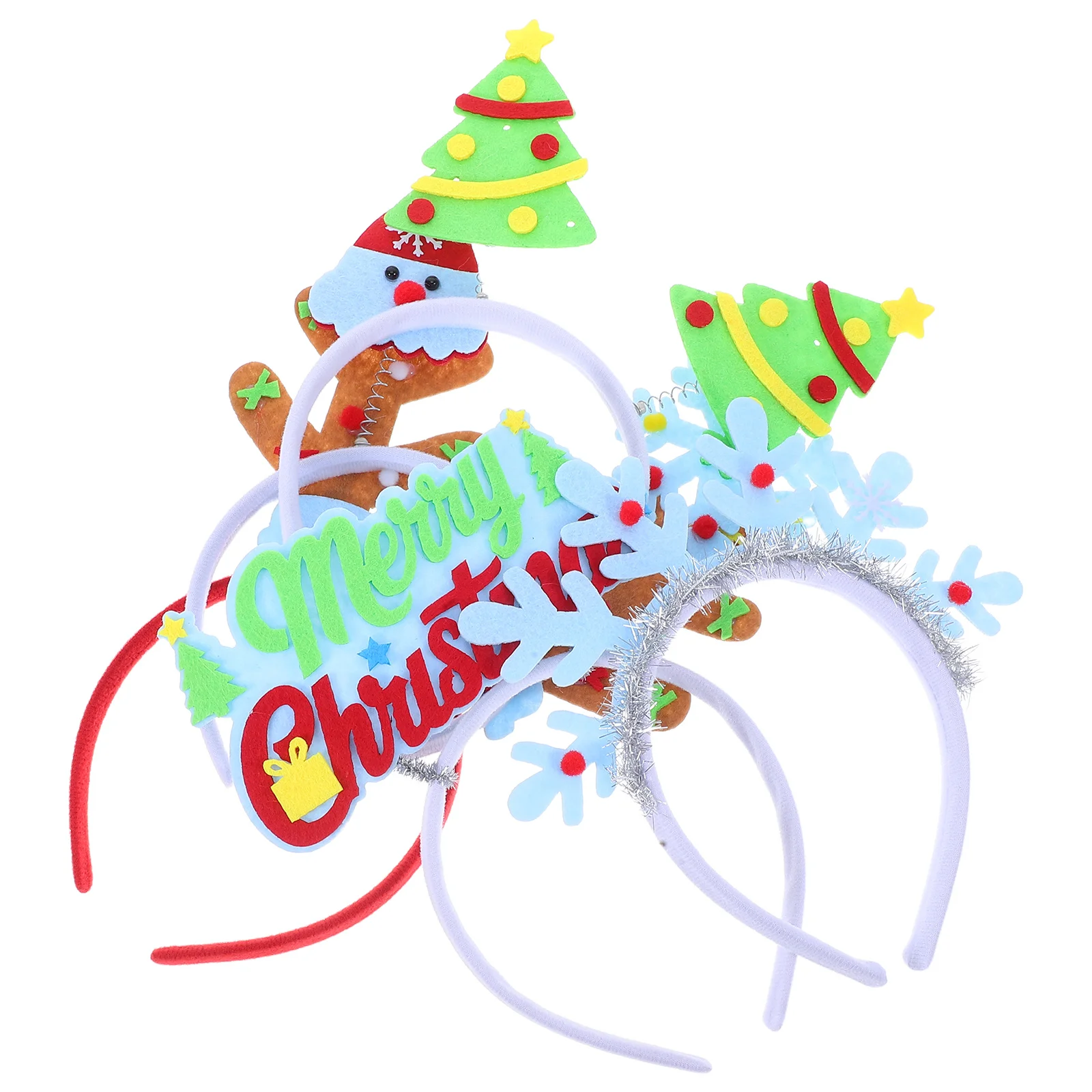 

5Pcs Glow in The Dark Christmas Headbands Reindeer Antlers Snowflake Lighted Holiday Hair Accessories for Xmas Party Supplies