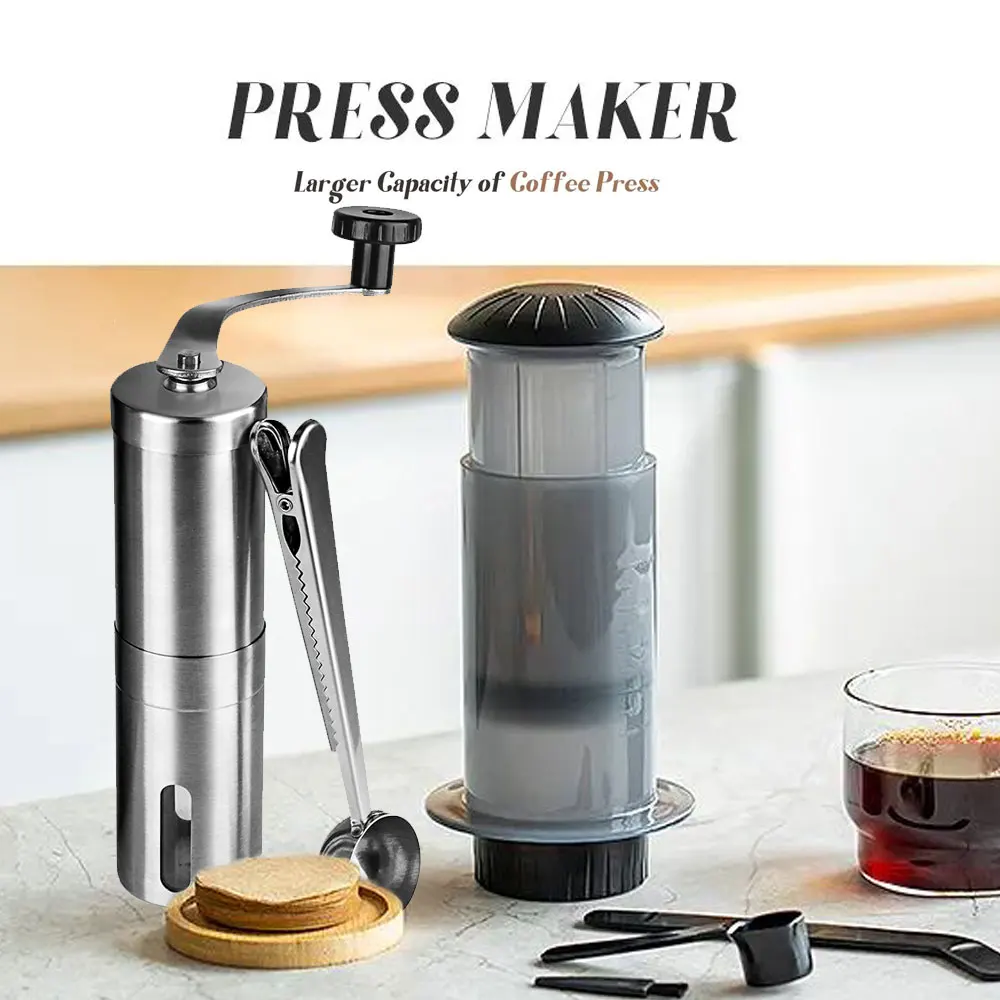 300ml AeroPress Machine Espresso Coffee Maker Portable Cafe French Press Coffee Pot With Filter Paper Kit Bar Set with Grinder