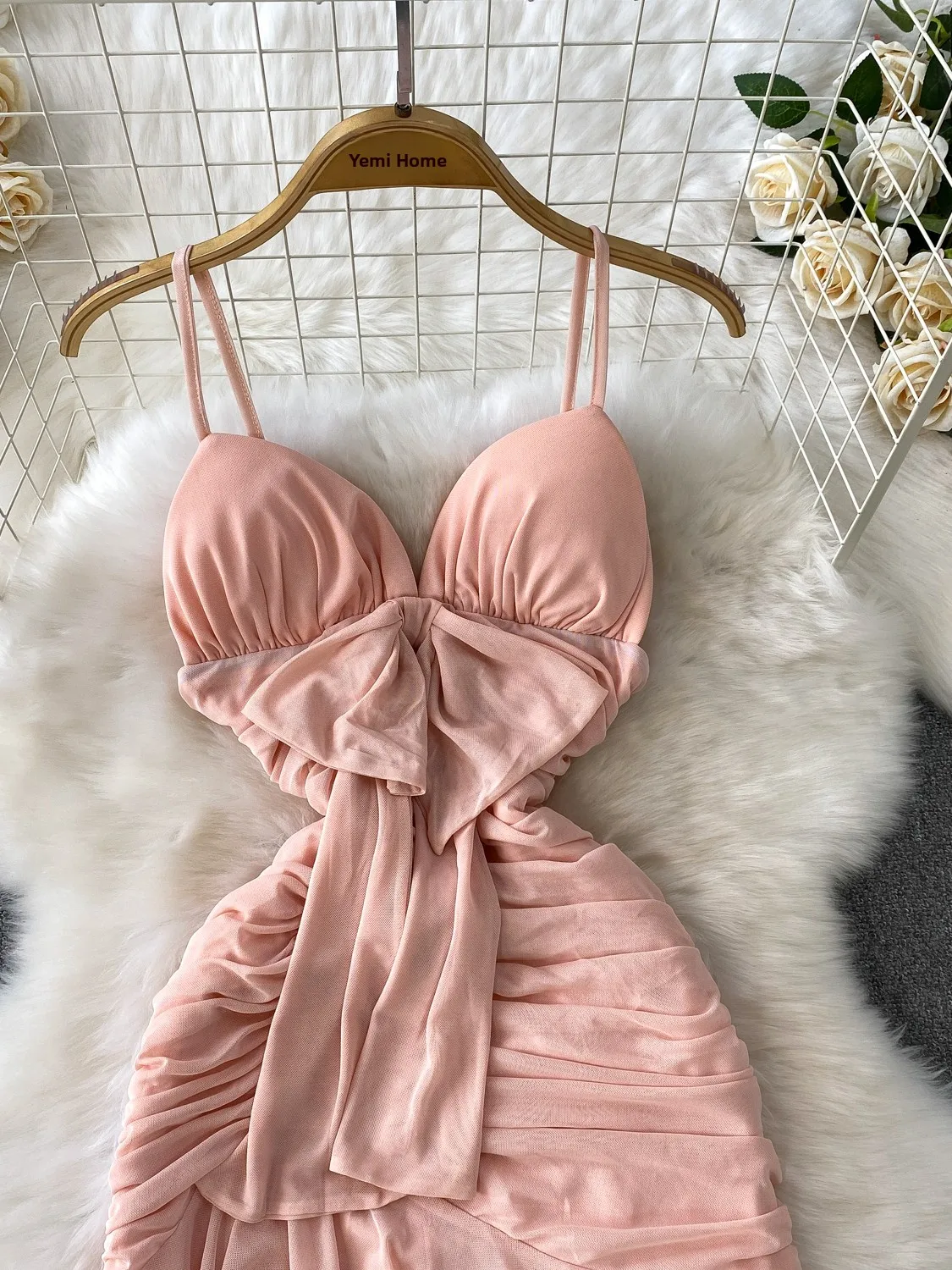 Ele Wind V-ne Band Dr Vrouwen Zomer Geplooide Me Afslanken Asymmetrische Lange Dr Koreaanse Sle Hoge Taille A-lijn Rok