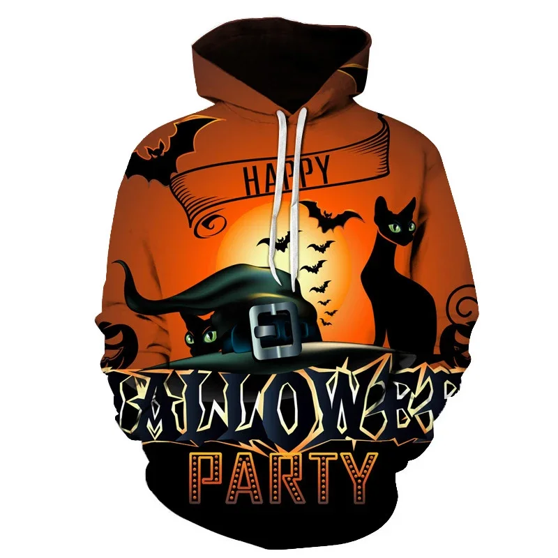 Halloween Pumpkin Bat Pattern Hoodies 3D Printed Unisex Pullovers Hiphop Hoodie Casual Sweatshirts Street Top Tracksuit