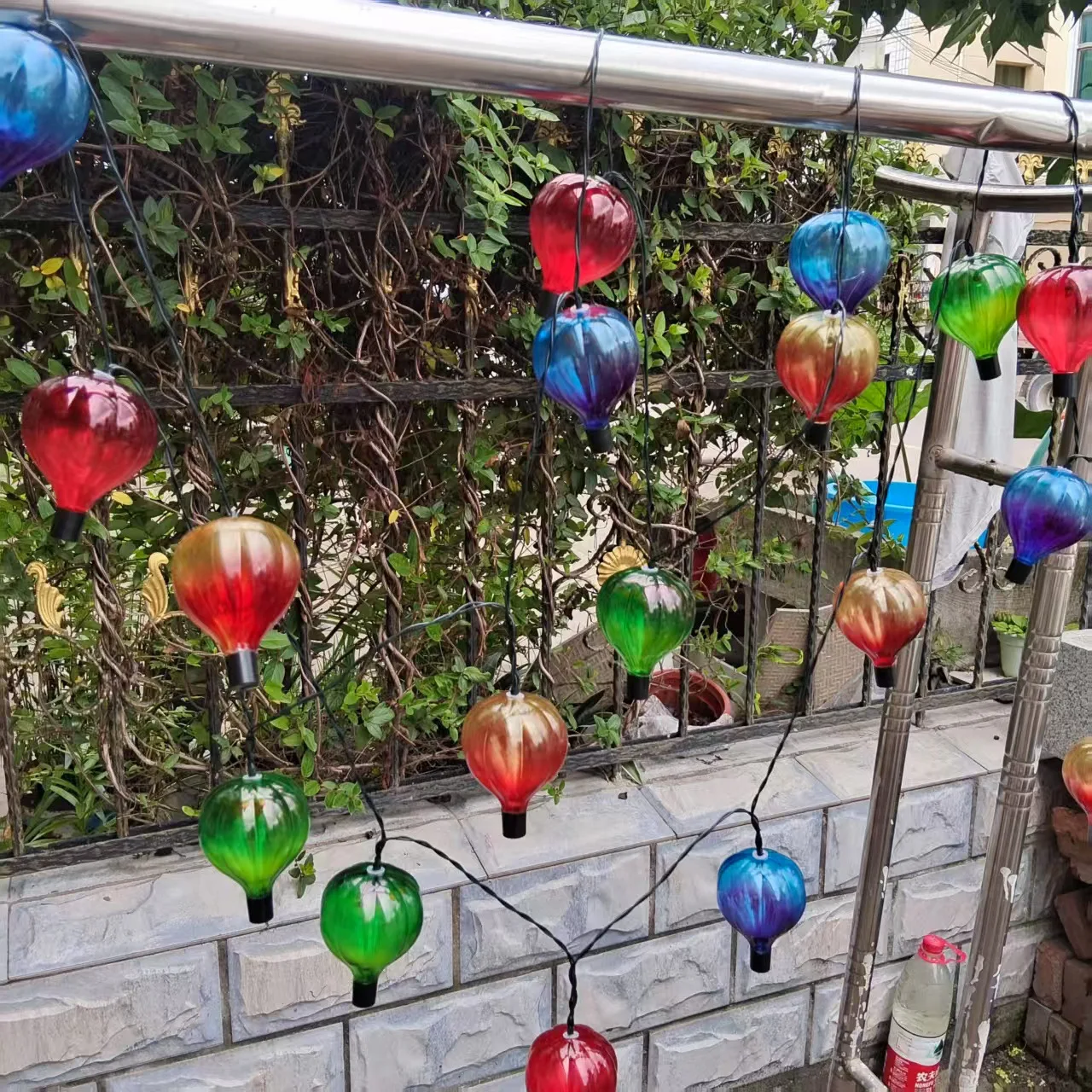 لطيفة منطاد الهواء الساخن سلاسل الإضاءة ديكور فناء المنزل أضواء الدعائم الطرف