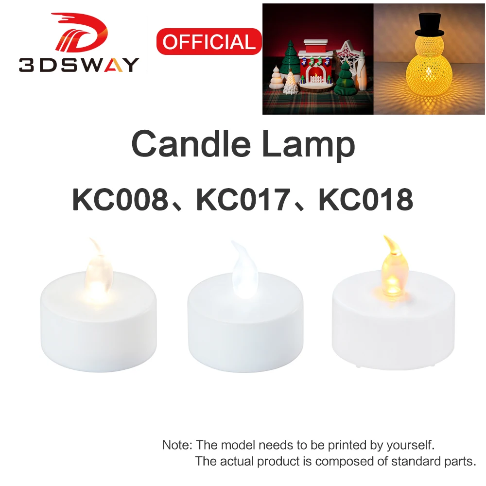 For Bambu Lab LED Flame Tea Light Candle Set 3D Printing Model for Bambulab Creality Elegoo 3D Printer Accessories KC008/KC017