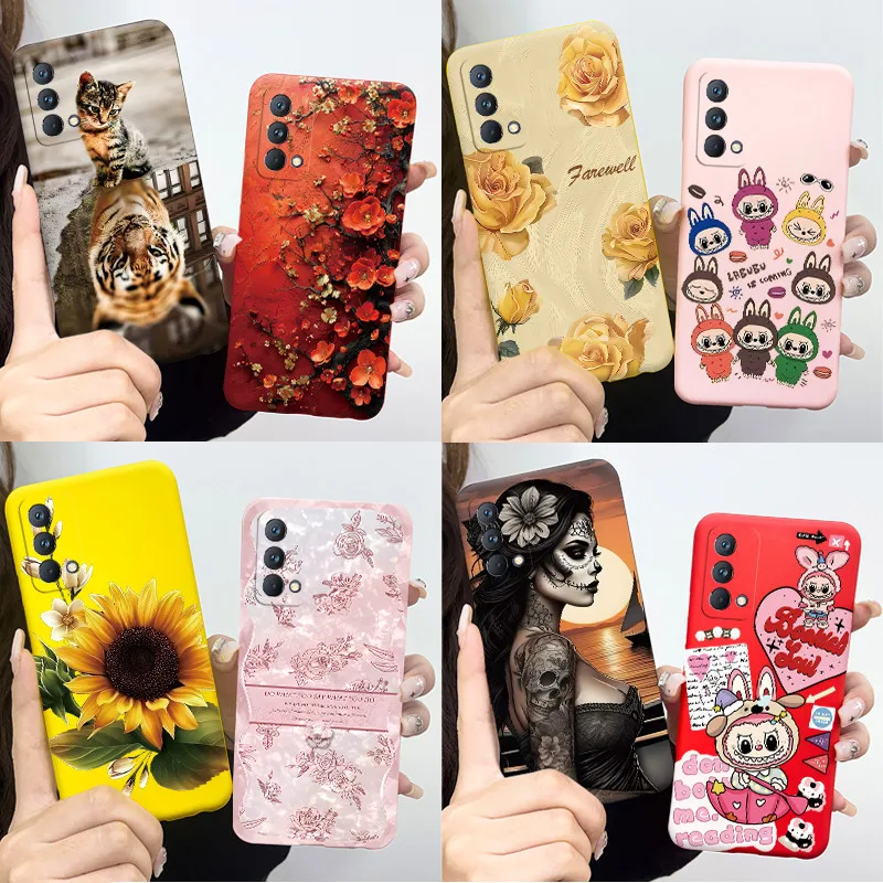 For Realme GT Master Edition Case Pretty Flower Cute Labubu Cartoon Back Cover Soft Funda Coque For Realme Q3 Pro Carnival Cases