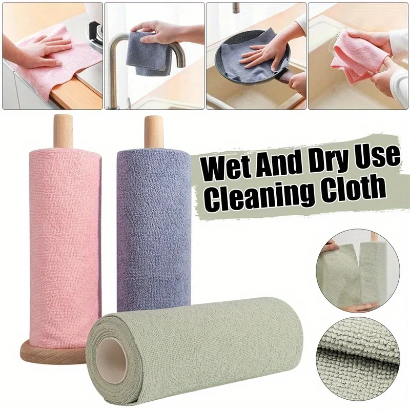 20 rolls, reusable cleaning rags, household kitchen cloths, microfiber towel rolls, dish cloths, tissue substitutes, cleaning su