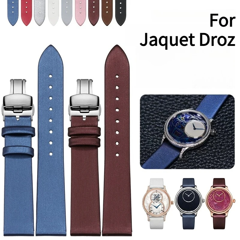 Correa de reloj de cuero con textura de seda para el reloj original Jaquet Droz GRANDE SECONDE QUANTIEME J007 PETITE HEURE MINUTE J005, correa de piel de vaca