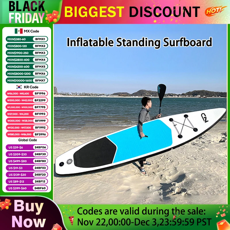 Inflatable Stand Up Paddle Board with Balanced Wing Design Durable SUP Accessories 335*84*15cm Stable Inflatable Paddle Boards