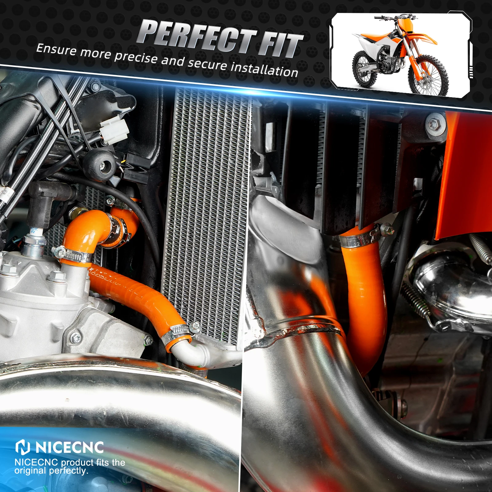 NICECNC For KTM EXC 300 EXC 250 XCW 300 2024 Silicone Radiator Hose Kit SX 250 XC 250 XC 300 For Husqvarna TE 300 GasGas EC 300
