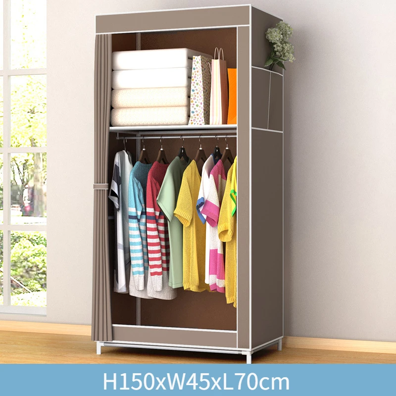 

150x45x70cm Simple Wardrobe Modern Storage Wardrobe Dustproof Wardrobe Simple Steel Frame Reinforcement Combination