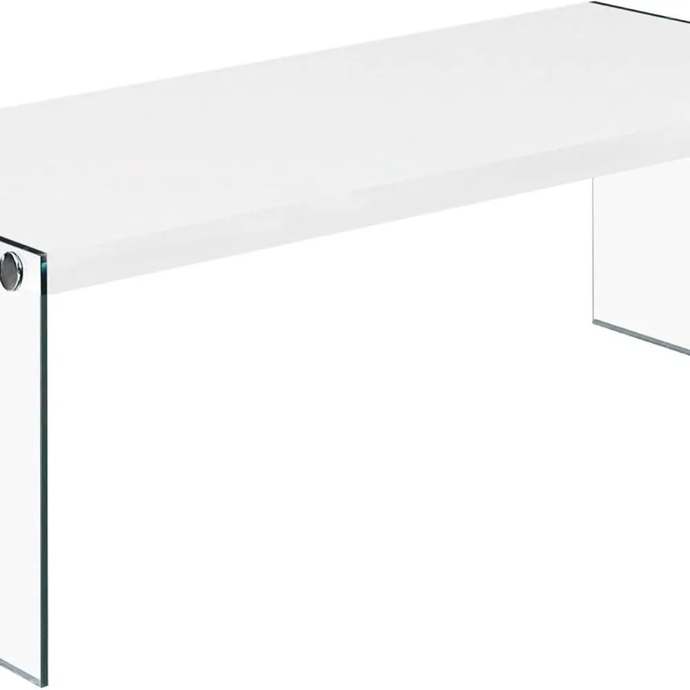 

Glossy White Tempered Glass Coffee Table, 44 Length