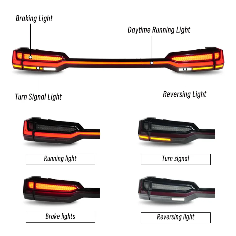 Factory Modified Tail Light for Fortuner 2016-2024 Sequential Turn Signal Sport Dynamic Startup Custom Rear Light