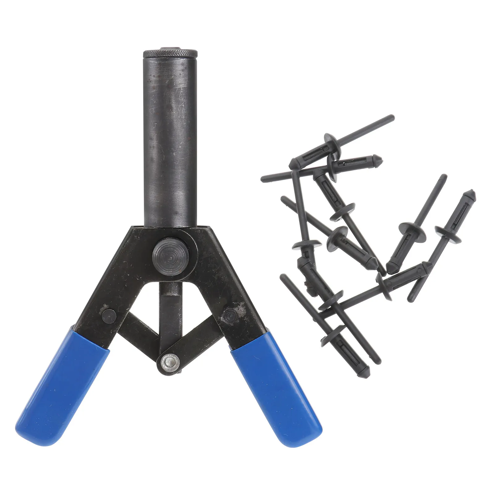 1Set Mini Riveter Gun Set Black Core-Pulling Riveter Machine with 40 Ergonomic Poly Rivets for Door Panels Automotive Trim