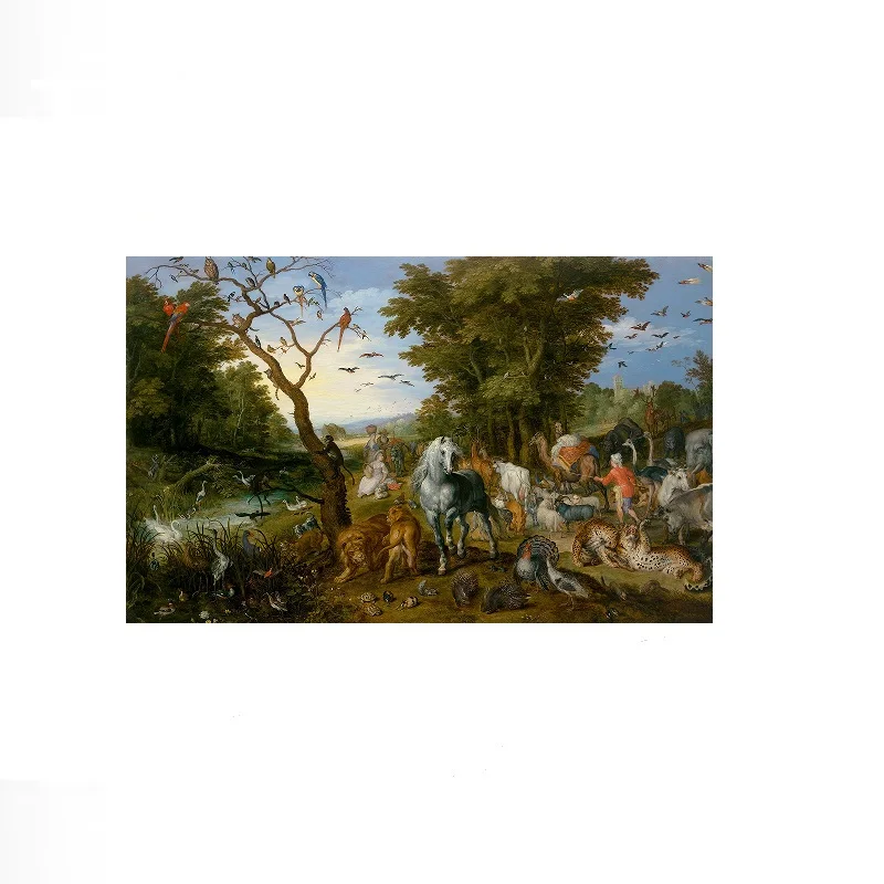 Jan Brueghel the Elder - The Entry of the Animals into Noah's Ark, Art Print Canvas Poster, Living Room Decor, Home Wall Picture