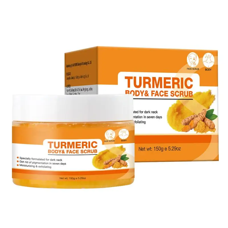 Turmeric Scrub 150g Skin Lightening Exfoliator Face and Body Scrub Remove dead skin Deep Cleansing Bikini scrub for Dark Inner