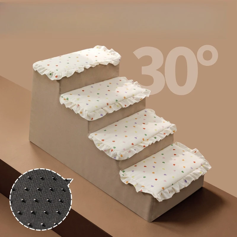 Pet Stairs Bed Side Stairs for Old Dog Injured Behaviour Aids Washable Sponge Small Dog Slope Cat Ladder Puppy Stairs Step